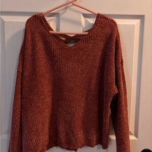 Xhilaration V-Neck Sweater in Warm Rust